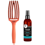 Szczotka Olivia Garden FingerBrush Medium Orange Spritz + Spray  Hair Expert nawilżenie i wygładzenie 8w1 do włosów 140 ml