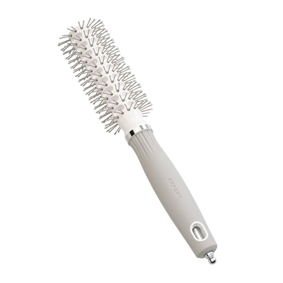 Szczotka Olivia Garden Expert Blowout Vent z podwójnym włosiem do modelowania i suszenia włosów biało szara 20 mm