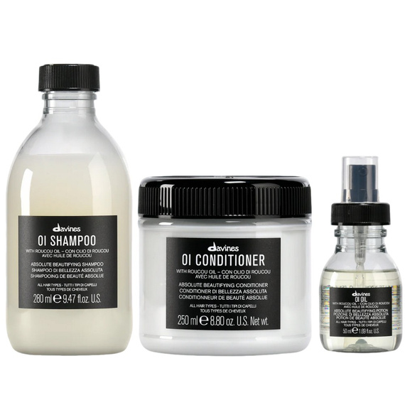 Zestaw Davines OI Absolute Beautifying odżywczy szampon 280ml + odżywka 250ml + olejek 50ml