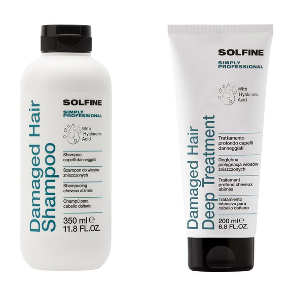 Zestaw Solfine Damaged Hair do pielęgnacji włosów zniszczonych szampon 350 ml + maska 200 ml