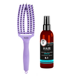 Szczotka Olivia Garden FingerBrush Combo Medium Lavender do rozczesywania włosów lawenda + Spray  Hair Expert nawilżenie i wygładzenie 8w1 do włosów 140 ml
