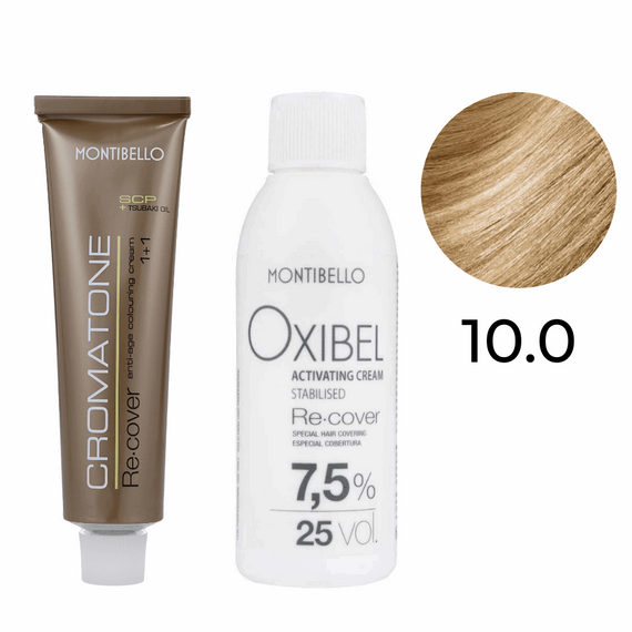 Zestaw Montibello Re-Cover Farba 10.0 naturalny jasny blond + woda 25 Vol. 7,5% 60 ml
