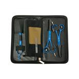 Zestaw Fox Color Blue nożyczki + degażówki + nóż chiński kolor niebieski