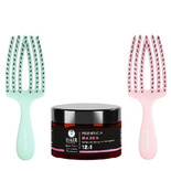 Zestaw 2 Szczotek Olivia Garden FingerBrush Mini Care Kids Pink + Mint do rozczesywania włosów różowa i miętowa