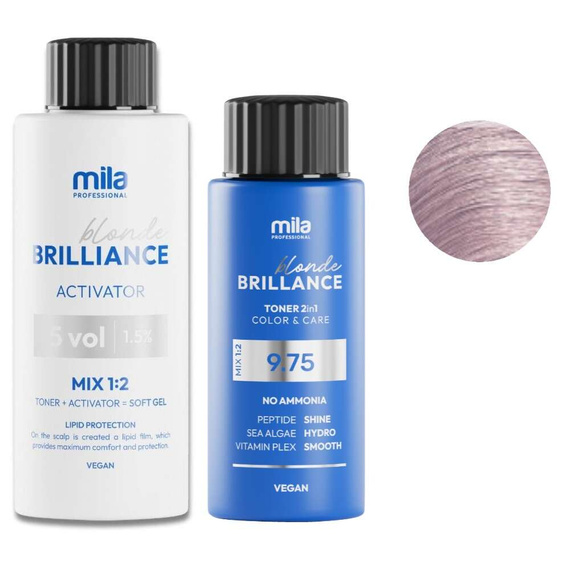 Zestaw Mila Pro Blonde Brilliance toner 9.75 Deep Rose Water 60 ml + aktywator 1,5 % 5 vol 120 ml