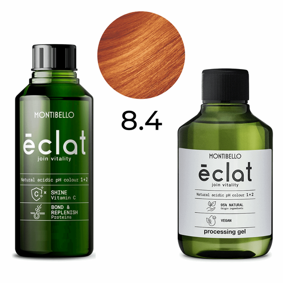 Zestaw Montibello Éclat Farba 8.4 miedziany jasny blond 60 ml + emulsja aktywująca 1,5 % 120 ml