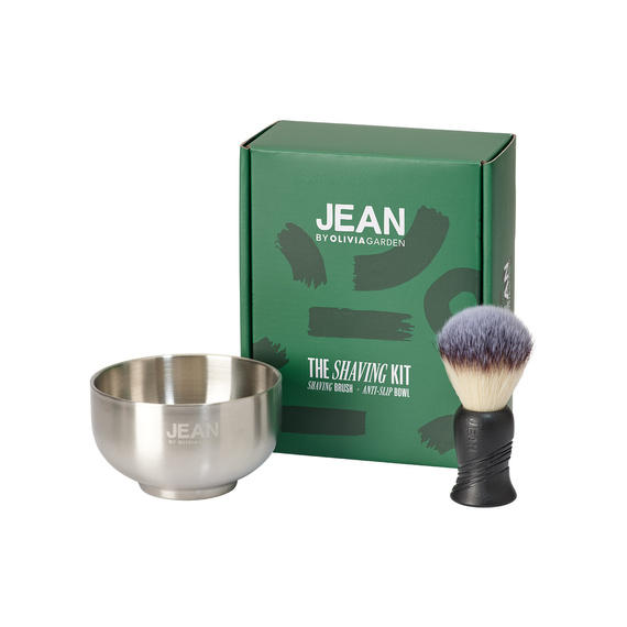 Zestaw barberski Olivia Garden Jean 4 x pędzel do golenia i antypoślizgowa miseczka + 4x szczotka do brody z wymiennym włosiem