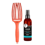Szczotka Olivia Garden FingerBrush Combo Medium Orange Dream + Spray  Hair Expert nawilżenie i wygładzenie 8w1 do włosów 140 ml