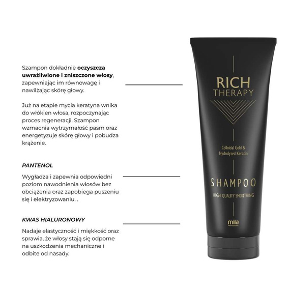 Zestaw Mila Pro Rich Therapy odbudowujący z keratyną i kwasem hialuronowym do włosów zniszczonych szampon 250ml + maska 250ml