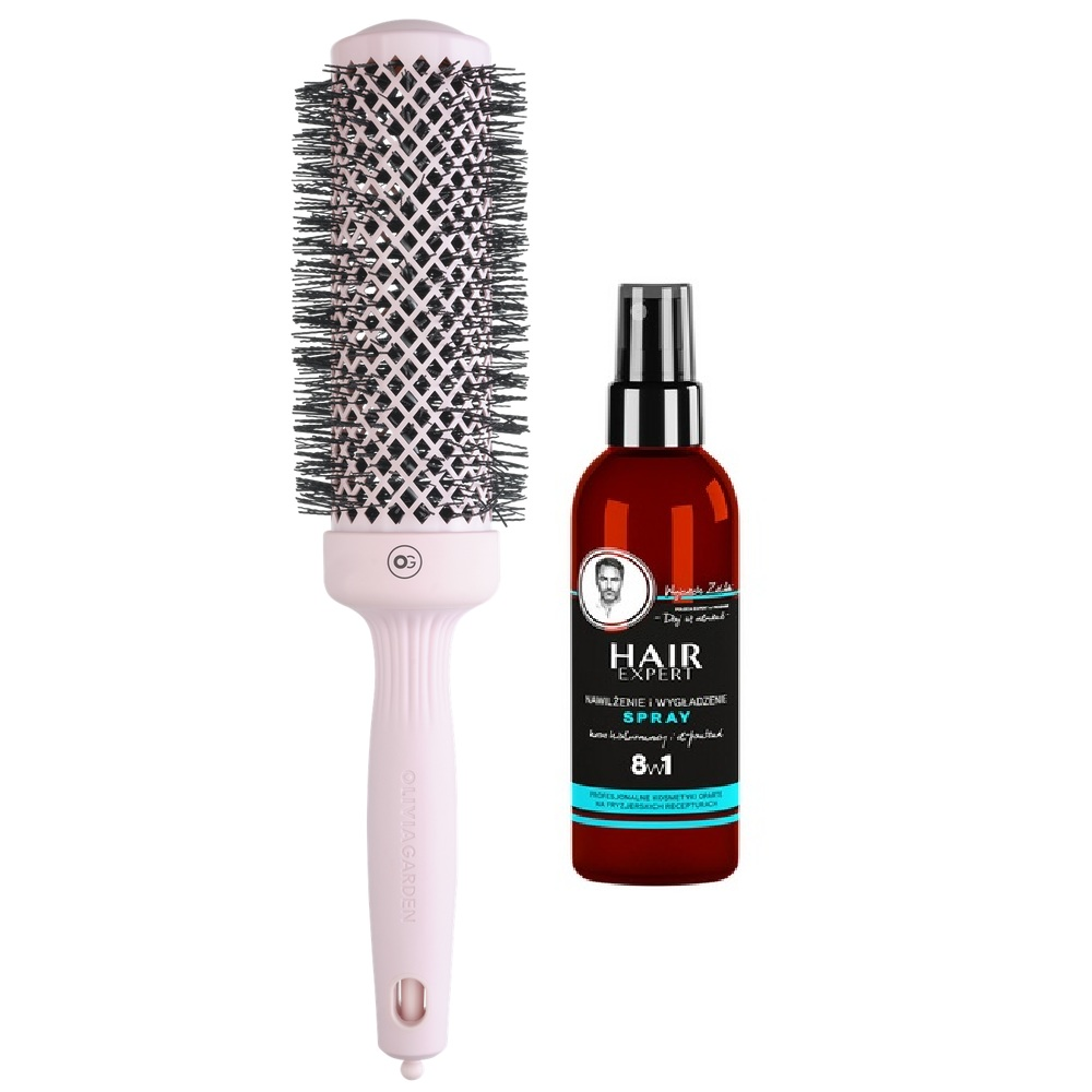 Olivia Garden Szczotka Olivia Garden Expert Blowout Speed Wavy Bristles do suszenia i modelowania włosów różowa 45 mm + Spray Hair Expert nawilżenie i wygładzenie 8w1 do włosów 140 ml — Inhaltsstoffe und Bewertung