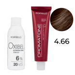 Zestaw Montibello Cromatone farba 4.66 intensywny kasztanowy brąz 60 ml + woda Oxibel 20 VOL 6% 60 ml