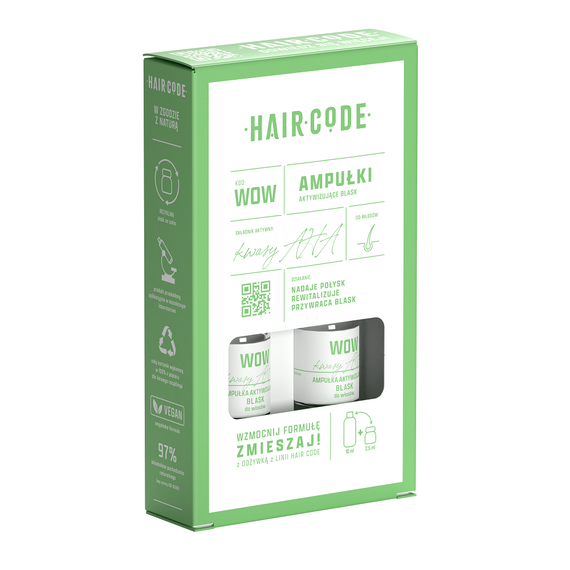 Zestaw Hair Code WOW nabłyszczający do włosów odżywka 280 ml + ampułki 4 x 5 ml