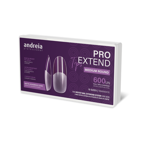 Profilowane tipsy Andreia Professional Pro Extend średniej długości w kształcie owalu 600 sztuk