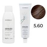 Zestaw Montibello Denuee farba 5.60 naturalny kasztanowy jasny brąz 60 ml + krem aktywujący 22VOL 6,6% 90 ml