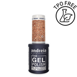Lakier hybrydowy Andreia Professional The Gel Polish G37 z mocną pigmentacją złoty z brokatem 10,5 ml