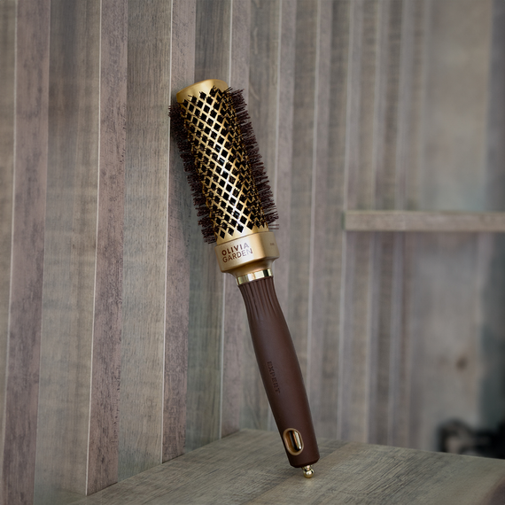 Szczotka Olivia Garden Expert Blowout Straight do prostowania i modelowania włosów złoto brązowa 50 mm