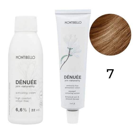 Zestaw Montibello Denuee farba 7 blond 60 ml + krem aktywujący 22VOL 6,6% 90 ml