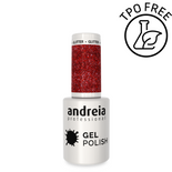 Lakier hybrydowy Andreia Professional Gel Polish 261 czerwony brokat 10,5 ml