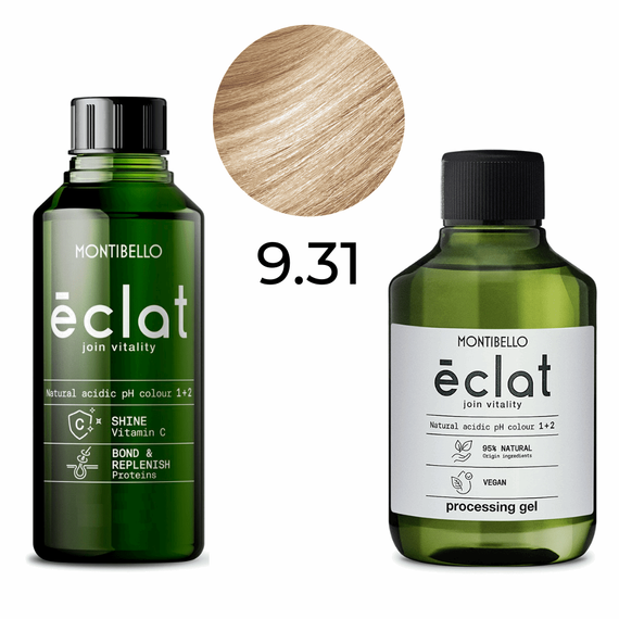 Zestaw Montibello Éclat Farba 9.31 popielato-złoty bardzo jasny blond 60 ml + emulsja aktywująca 1,5 % 120 ml