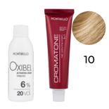 Zestaw Montibello Cromatone farba 10 platynowy blond 60 ml + woda Oxibel 20 VOL 6% 60 ml