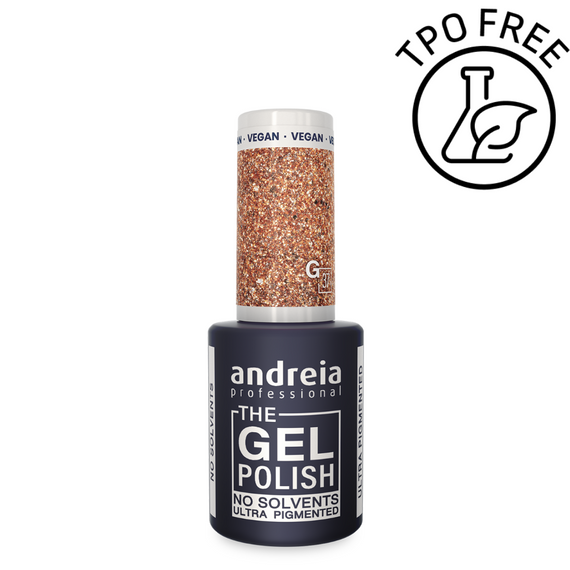 Lakier hybrydowy Andreia Professional The Gel Polish G37 z mocną pigmentacją złoty z brokatem 10,5 ml
