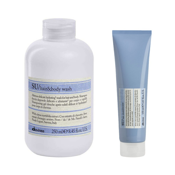 Zestaw Davines SU ochronny przeciwsłoneczny szampon 250 ml + żel przyspieszający opalanie 150 ml