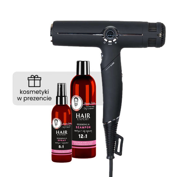 Suszarka Hairgoals Italia HG Flow2 z podczerwienią czarna + zestaw kosmetyków Gratis