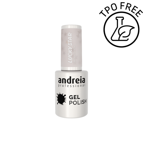Lakier hybrydowy Andreia Professional Gel Polish Lucky Star LS2 mlecznobiały z holograficznymi gwiazdami 10,5 ml