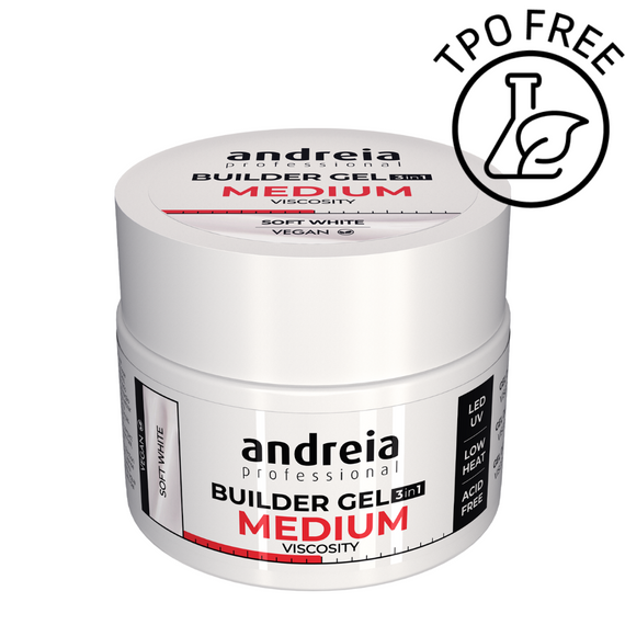 Żel budujący Andreia Professional Builder Gel 3 w 1 średniej gęstości samopoziomujący Soft White 44 g