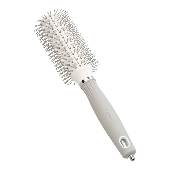 Szczotka Olivia Garden Expert Blowout Vent z podwójnym włosiem do modelowania i suszenia włosów biało szara 30 mm