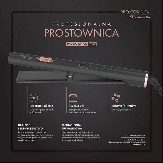 Prostownica z jonizacją Fale Loki Koki Pro Complex Premium Line 2 w 1 + zestaw kosmetyków Gratis