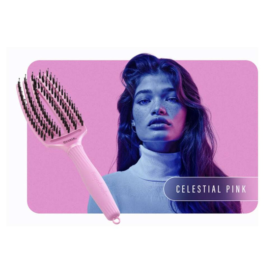 Szczotka Olivia Garden FingerBrush Arctic Lights Niebiański Róż + Spray  Hair Expert nawilżenie i wygładzenie 8w1 do włosów 140 ml