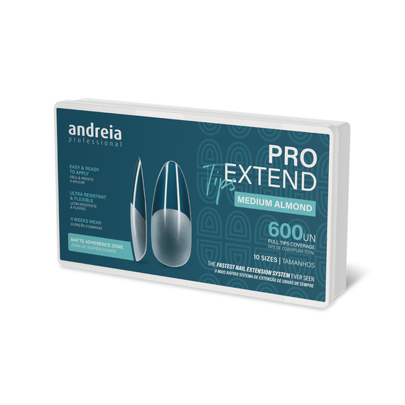 Profilowane tipsy Andreia Professional Pro Extend średniej długości w kształcie migdału 600 sztuk