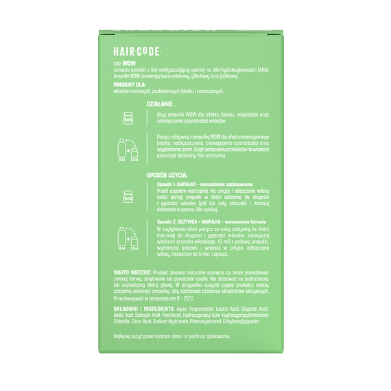 Zestaw Hair Code WOW nabłyszczający do włosów odżywka 280 ml + ampułki 4 x 5 ml