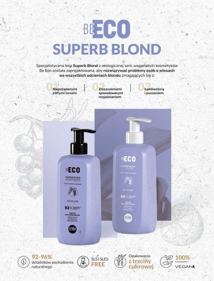 Zestaw Mila BE ECO Superb Blond szampon 250 ml + maska 250 ml 