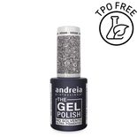 Lakier hybrydowy Andreia Professional The Gel Polish G38 z mocną pigmentacją srebrny z brokatem 10,5 ml