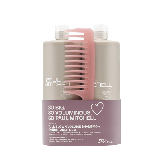 Zestaw Paul Mitchell Full Blown Volume Duo szampon 1000 ml + odżywka 1000 ml + grzebień