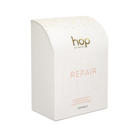 Zestaw Montibello Hop Ultra Repair szampon 300 ml + odżywka 200 ml + krem odbudowujący do końcówek 75 ml
