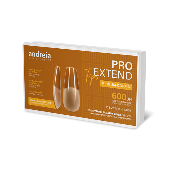 Profilowane tipsy Andreia Professional Pro Extend średniej długości w kształcie baleriny 600 sztuk