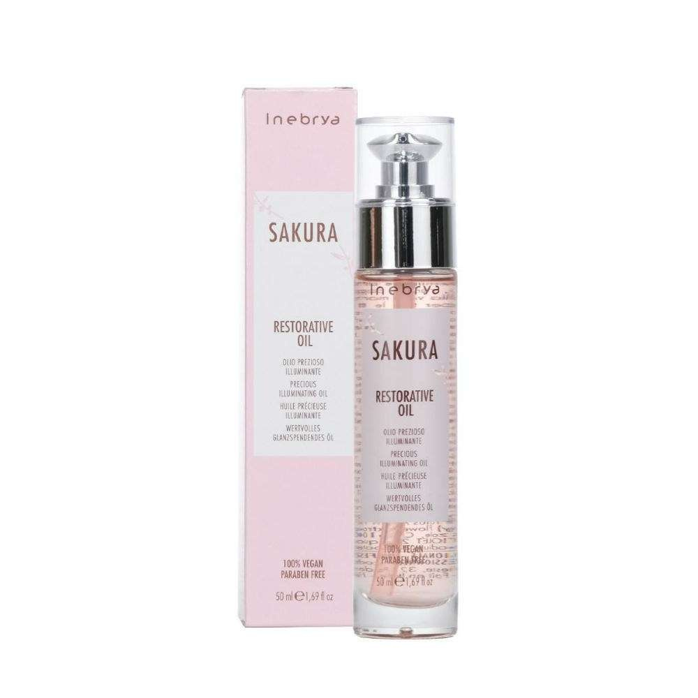 Inebrya Olejek Inebrya Sakura Restorative rozświetlający do wszystkich rodzajów włosów bez spłukiwania 50 ml — Składniki i ocena