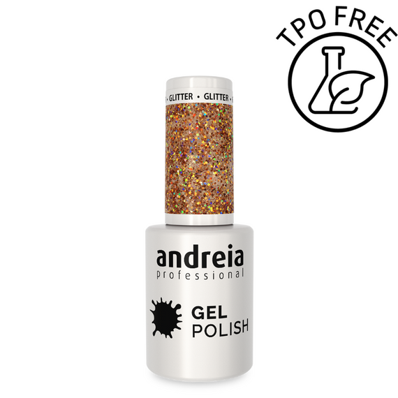 Lakier hybrydowy Andreia Professional Gel Polish 260 złota warstwa brokatu 10,5 ml