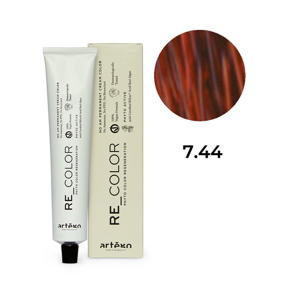 Farba Artego Re Color permanentna bez amoniaku 7.44 intensywny miedziany blond 100 ml
