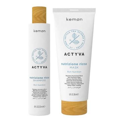 ZESTAW KEMON ACTYVA NUTRIZIONE RICCA: szampon 250 ml + maska do włosów bardzo suchych 200 ml