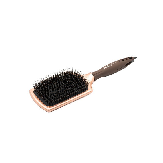 Szczotka Fox Paddle Brush z mieszanym włosiem do rozczesywania włosów płaska brązowa