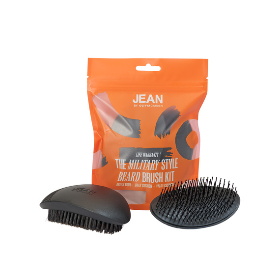 Zestaw barberski Olivia Garden Jean 4 x pędzel do golenia i antypoślizgowa miseczka + 4x szczotka do brody z wymiennym włosiem