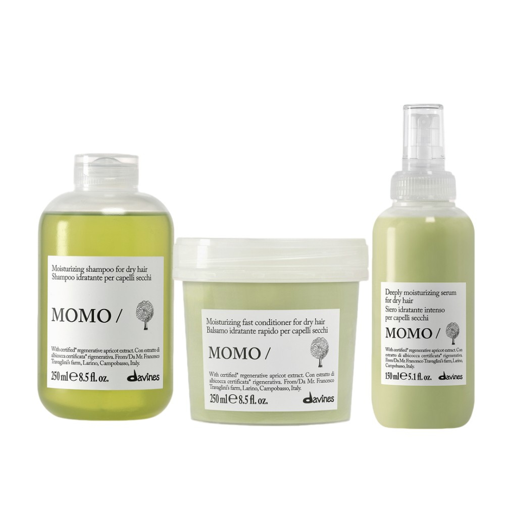 Davines Zestaw Davines Essential Haircare MOMO nawilżający szampon 250ml + odżywka 250ml + krem 150ml — Składniki i ocena