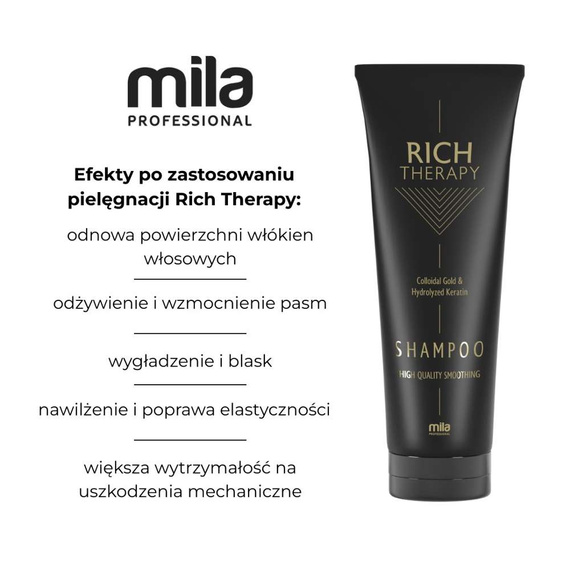 Zestaw Mila Pro Rich Therapy odbudowujący z keratyną i kwasem hialuronowym do włosów zniszczonych szampon 250ml + maska 250ml