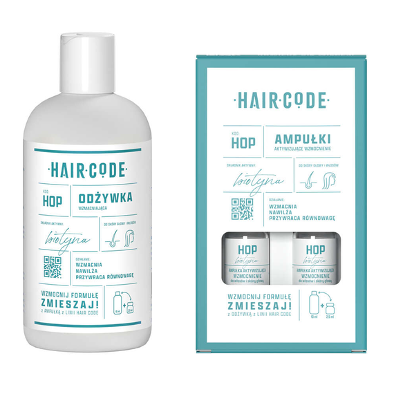 Zestaw Hair Code HOP wzmacniający do włosów odżywka 280 ml + ampułki 4 x 5 ml