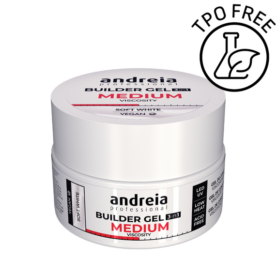 Żel budujący Andreia Professional Builder Gel 3 w 1 średniej gęstości samopoziomujący Soft White 22 g