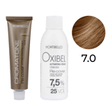Zestaw Montibello Re-Cover Farba 7.0 naturalny średni blond + woda 25 Vol. 7,5% 60 ml